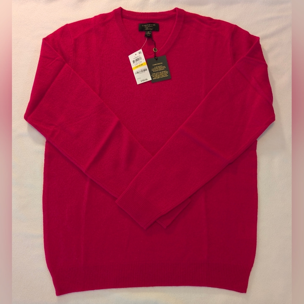NWT! Men's 100% Cashmere Club Room Bright Berry Sweater-Size M